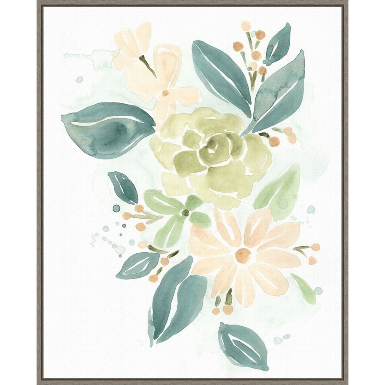 Spring Greens I by June Erica Vess 23-in. W x 28-in. H. Canvas Wall Art Print Framed in Grey